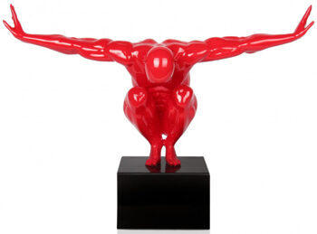 XL design sculpture "Balance" with marble base 59 x 80 cm - red