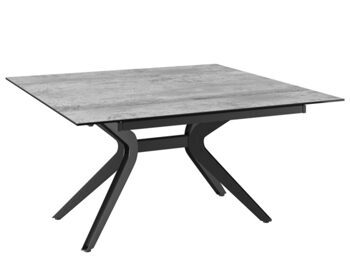 Extendable designer dining table "Fascination" ceramic, Silver, 150-90 x 150 cm