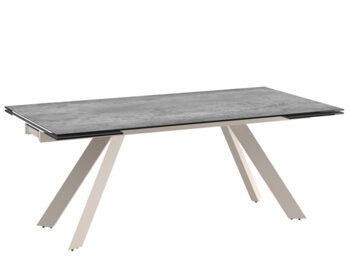 Extendable design garden table "Ontario Outdoor" ceramic, silver/cashmere gray 190-270 x 100 cm