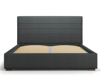 Design storage bed with headboard "Aranda textured fabric" dark gray