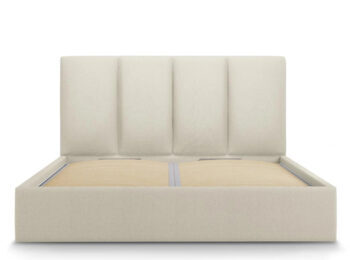 Design storage bed with headboard "Pyla textured fabric" Beige