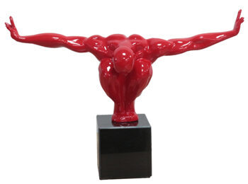 Handgefertigter Design Skulptur „Kliff Springer in rot“ 42 x 29 cm