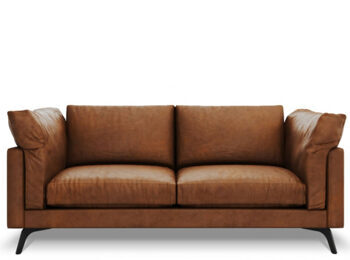 2 seater designer leather sofa "Camille" - Marron