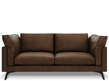 2 seater designer leather sofa "Camille" - dark brown