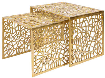 Set of 2 side table "Abstract" - Gold