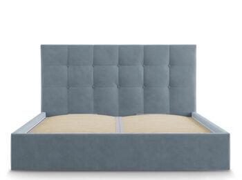 Design storage bed with headboard "Phaedra Velvet" Blue