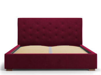 Design storage bed with headboard "Seri Velvet" Dark Red