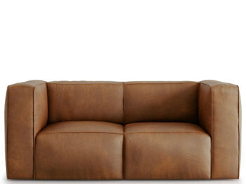 2 seater designer leather sofa "Muse" - Marron