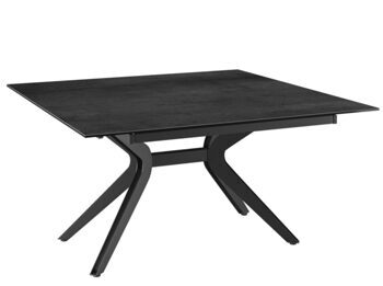 Extendable designer dining table "Fascination" ceramic, titanium black, 150-90 x 150 cm