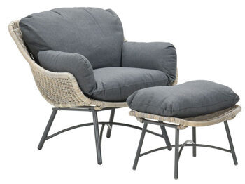 Lounge chair "Selene" incl. footrest - Natural/Grey