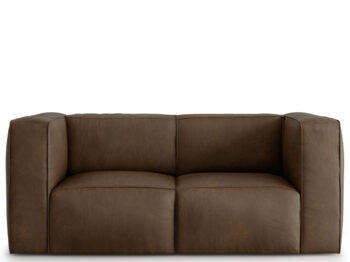 2 seater designer leather sofa "Muse" - dark brown