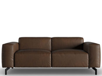 2 seater designer leather sofa "Paradis" - dark brown