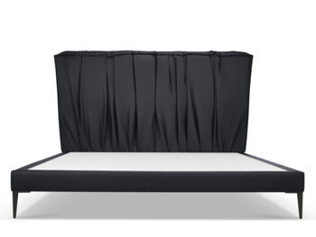 Design storage bed with headboard "Yan leather" graphite