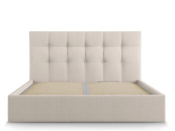 Design storage bed with headboard "Phaedra textured fabric" Beige