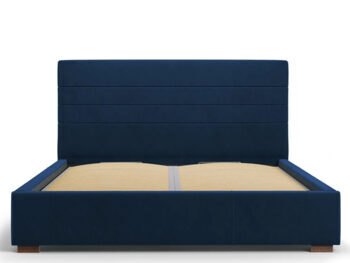 Design storage bed with headboard "Aranda" royal blue in velvet