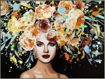 Impression d'art peinte à la main "Flower Queen" 90 x 120 cm
