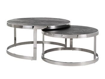 Solid wood coffee table set Blackbone Silver (2 pcs.)