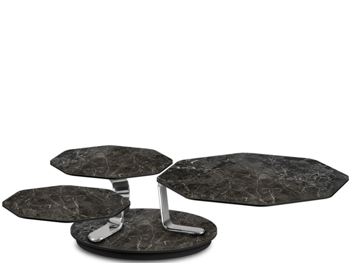 Ausziehbarer Designer Couchtisch „Batis“ mit rotierenden Tischplatten - Black Greco