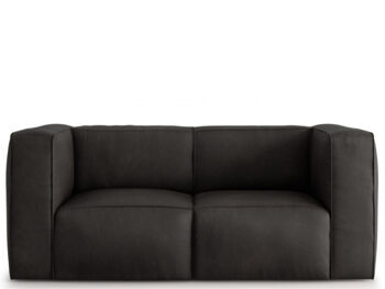 2 seater designer leather sofa "Muse" - graphite
