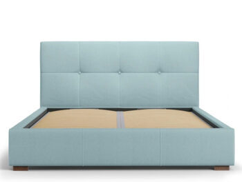 Design storage bed with headboard "Sage textured fabric" light blue