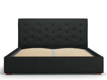 Design Tray Bed with Headboard "Seri Textured Fabric" Black
