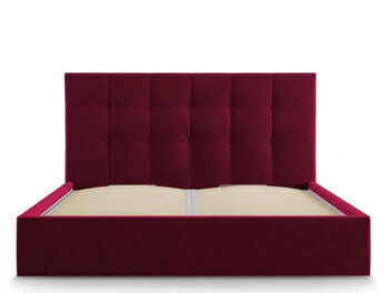 Design storage bed with headboard "Phaedra Velvet" Dark Red