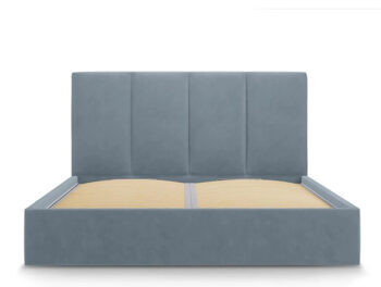 Design storage bed with headboard "Pyla Velvet" Blue