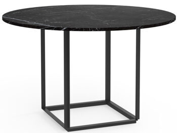 Designer marble dining table "Florence" Black Marquina / Black - Ø 120 cm