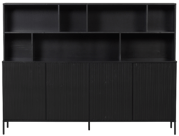 Large solid wall cabinet "New Lewison" 200 x 150 cm, 4 doors - Black