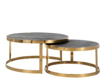 Solid wood coffee table set Blackbone Gold (2 pcs.)
