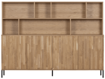 Large solid wall cabinet "New Lewison" 200 x 150 cm, 4 doors - natural oak