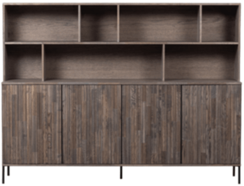 Large solid wall cabinet "New Lewison" 200 x 150 cm, 4 doors - Espresso