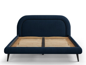 Design bed with headboard "Maia Bouclé" Dark blue