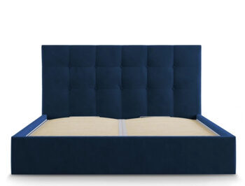 Design storage bed with headboard "Phaedra Velvet" Royal Blue