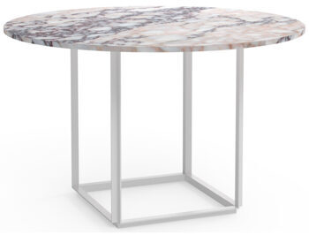 Designer Marble Dining Table "Florence" White Viola Marble / White - Ø 120 cm