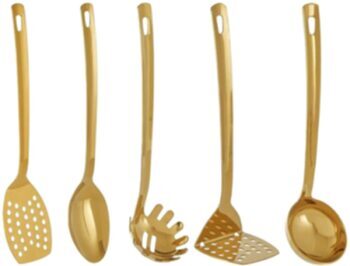 Freja 5-piece stainless steel kitchen utensil set, gold