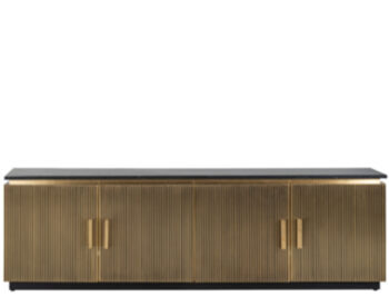 Grosses Design Lowboard „Ironville“ mit schwarzer Marmorplatte 200 x 61 cm