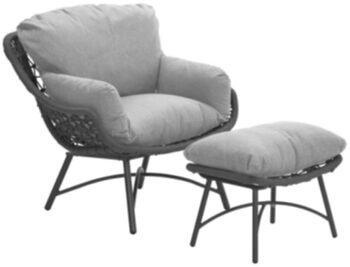Lounge chair "Selene" incl. footrest - black / light gray