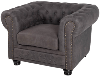 Design Sessel „New Chesterfield“ Vintage - Grau/Taupe