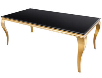 Rectangular table "Modern Baroque" 200 x 100 cm - stainless steel gold / opal glass black