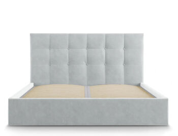 Design storage bed with headboard "Phaedra Velvet" Light gray