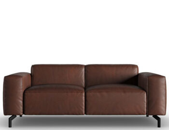 2 seater designer leather sofa "Paradis" - Cognac