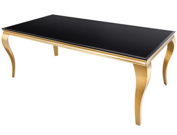 Rectangular table "Modern Baroque" 180 x 90 cm - stainless steel gold /opal glass black