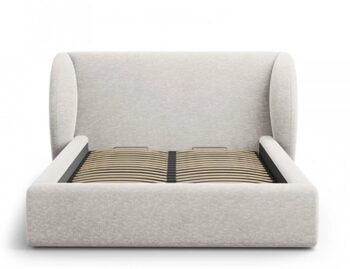 Design storage bed with headboard "Miley Chenille" Light gray