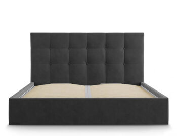Design storage bed with headboard "Phaedra velvet" dark gray