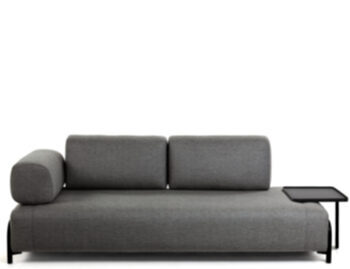 3 seater design sofa "Flexx" 252 cm with large tray - anthracite