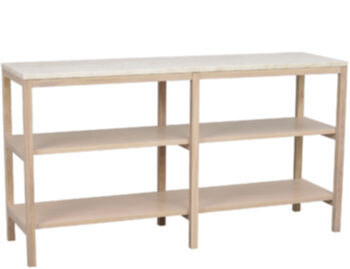 Large design console table "Orwel" 140 x 75 cm, travertine / oak whitewash