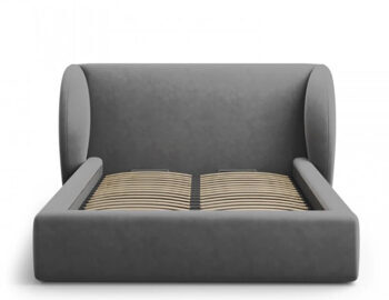 Design storage bed with headboard "Miley velvet" dark gray