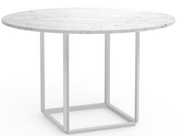 Table de salle à manger design en marbre "Florence" White Carrera Marble / White - Ø 120 cm
