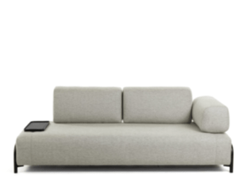 3-Sitzer Designsofa „Flexx“ 232 cm mit kleinen Tablett - Beige